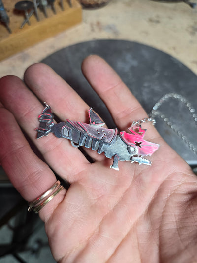 Jinx Fishbones Custom Handmade Pendant- One of, Limited.