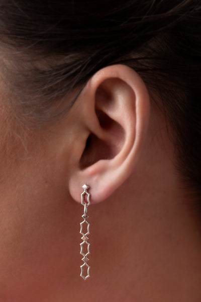 Morgana Hexagon Chain - Dangle Drop Stud Earrings