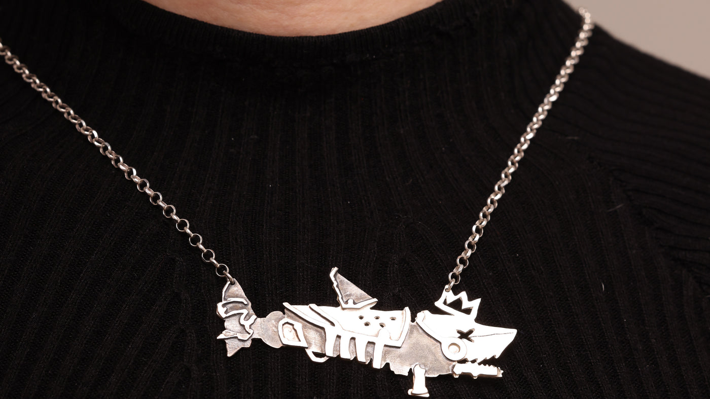 Jinx Fishbones Custom Handmade Pendant- One of, Limited.