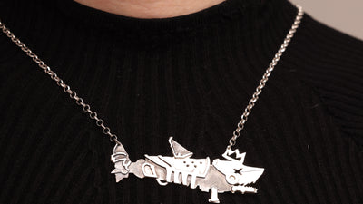 Jinx Fishbones Custom Handmade Pendant- One of, Limited.