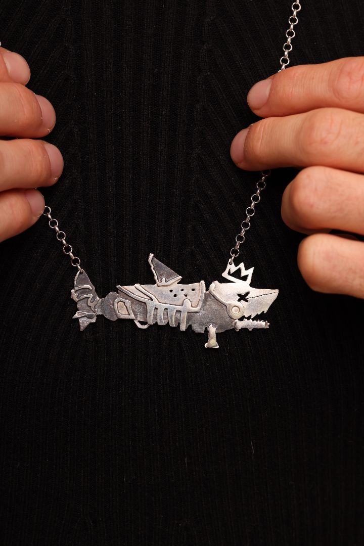 Jinx Fishbones Custom Handmade Pendant- One of, Limited.