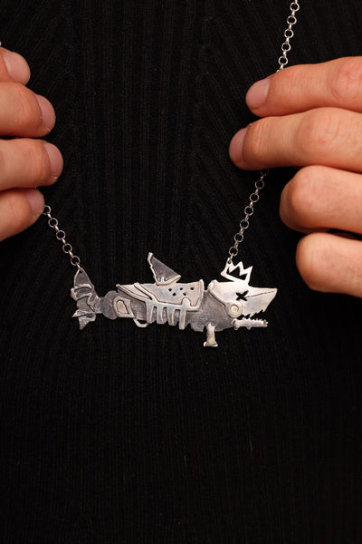 Jinx Fishbones Custom Handmade Pendant- One of, Limited.
