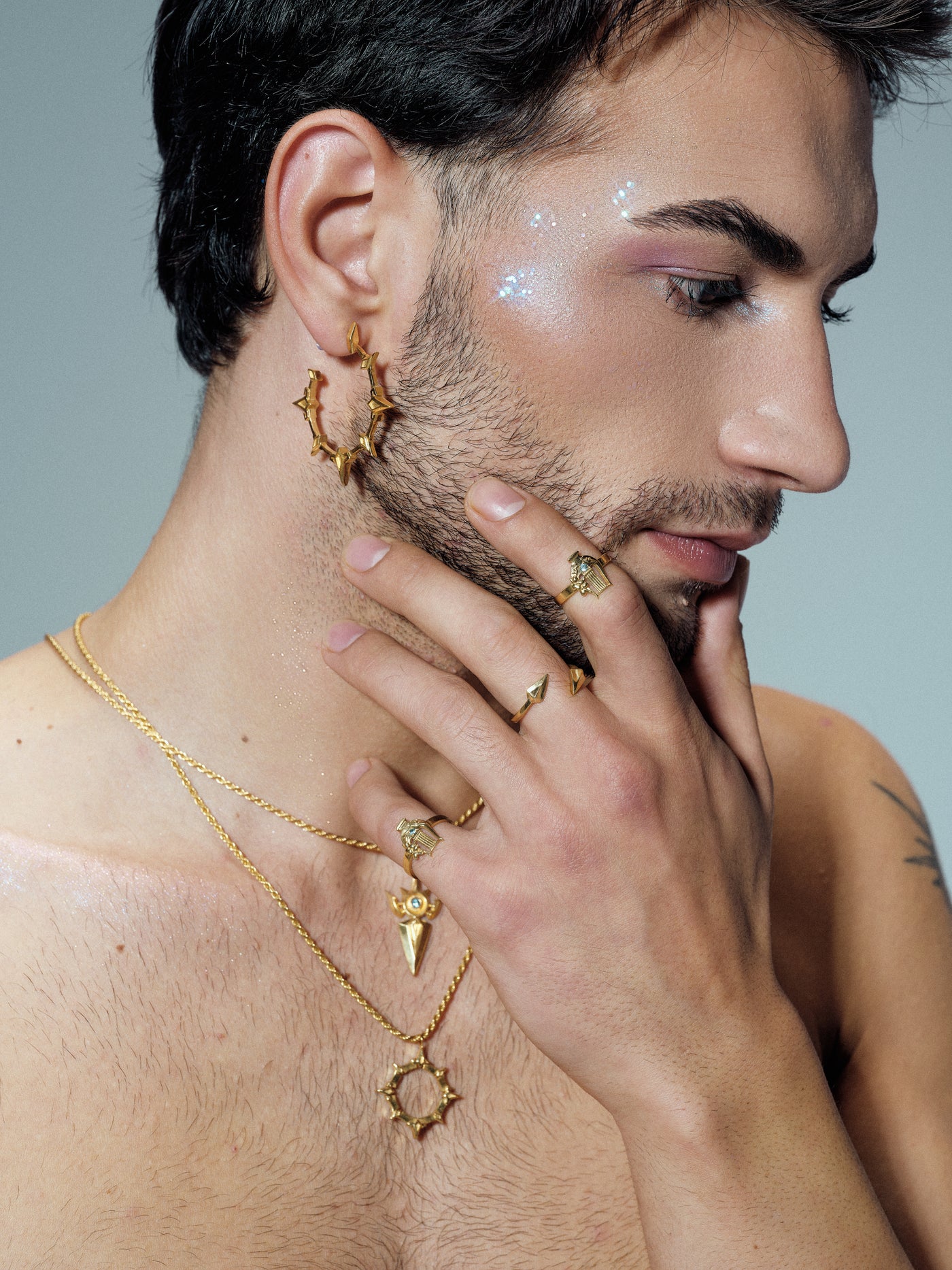 Venti Lyre Ring with Topaz