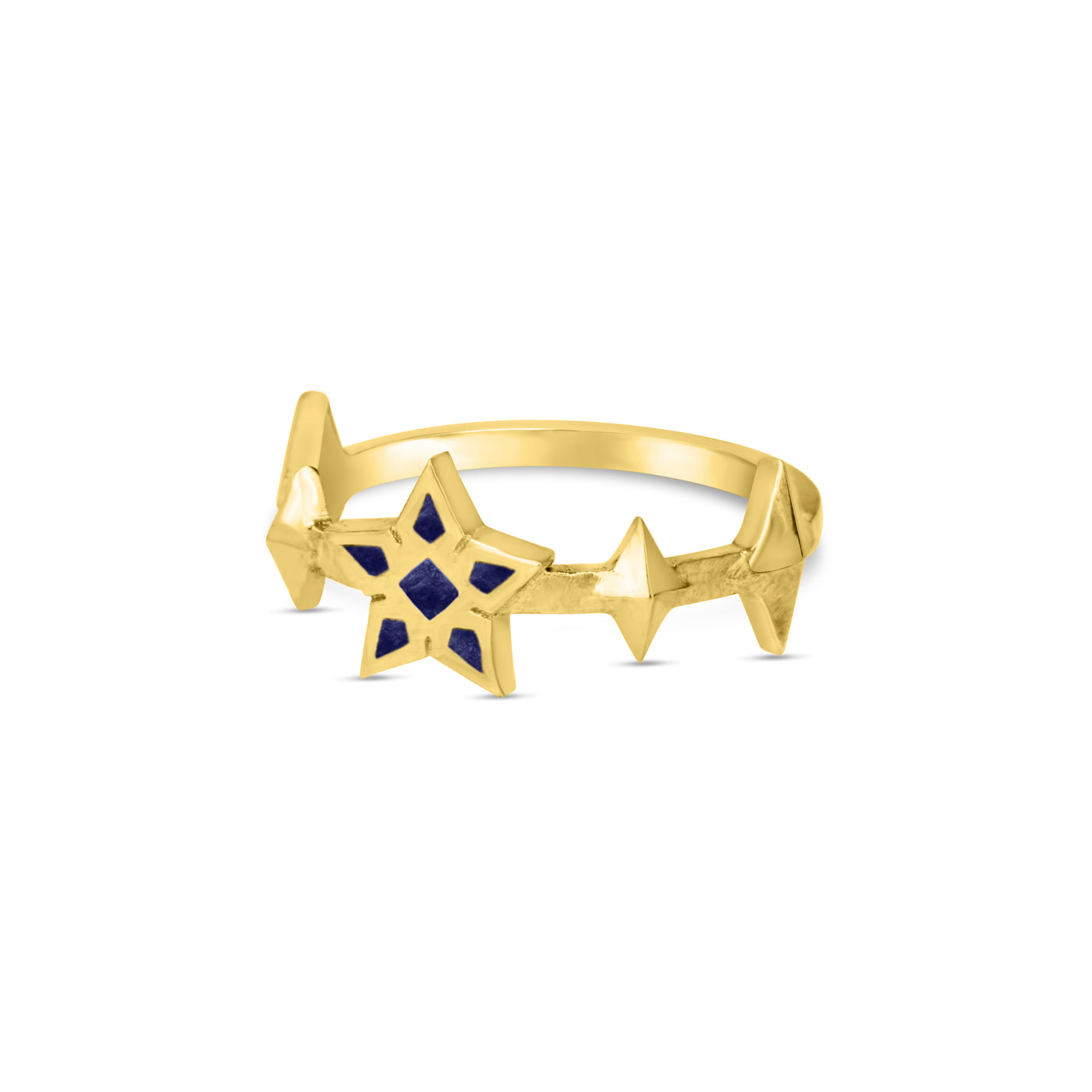 Layla Star Ring  with Blue Enamel